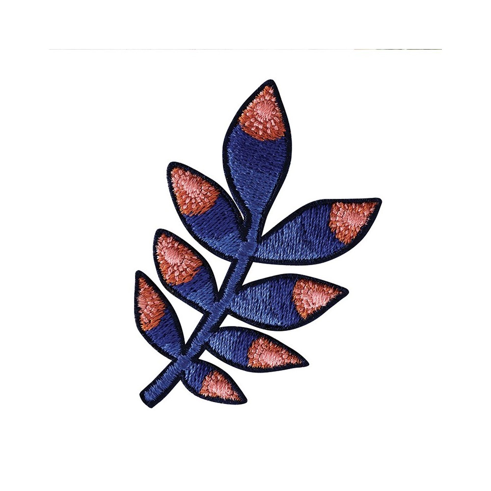 Embroidered iron-on patch with Blue Tropic pattern