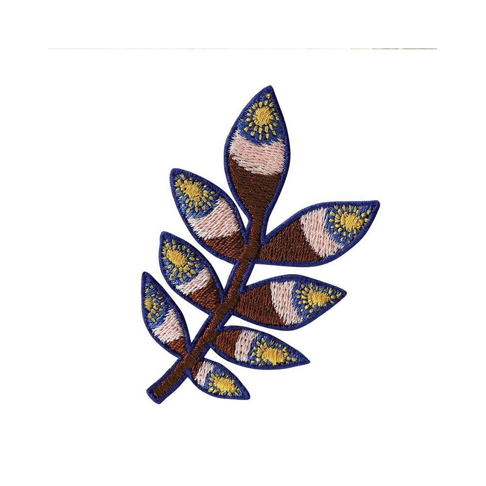 Embroidered iron-on patch with Brown Tropic pattern