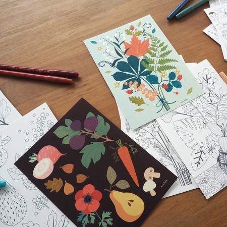 4 illustrations à colorier Bouquets