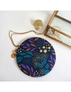Miroir rond de poche motif Mimosa