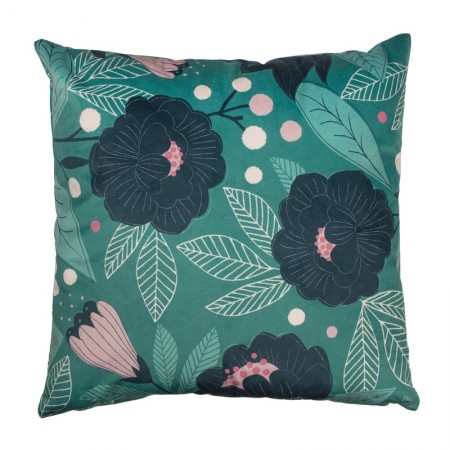 Green Begonia velvet cushion