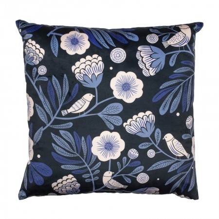 Jardin d'hiver Blue velvet cushion