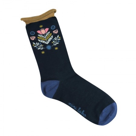 Jacquard socks with Navy Folk Pattern