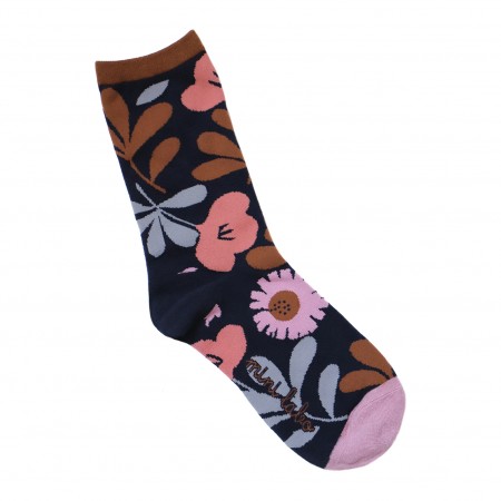 Jacquard socks with Navy Field Flowers Pattern