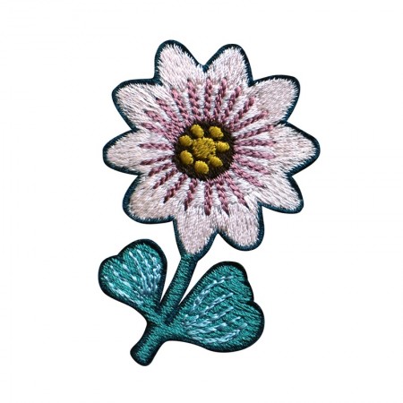 Embroidered iron-on patch with Parma Passiflore pattern