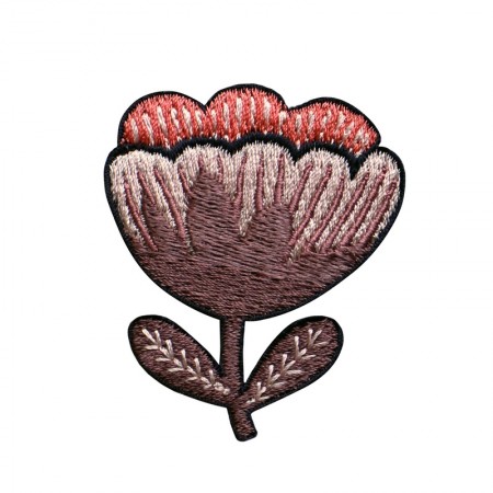 Embroidered iron-on patch with Begonia pattern