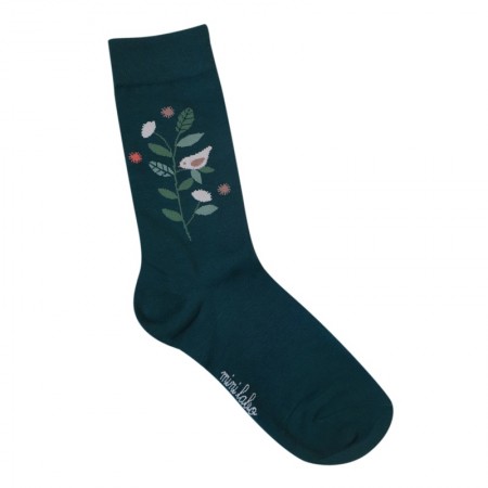 Jacquard socks with Green Bird Pattern