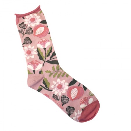 Jacquard socks with Pink Pomegranate Pattern