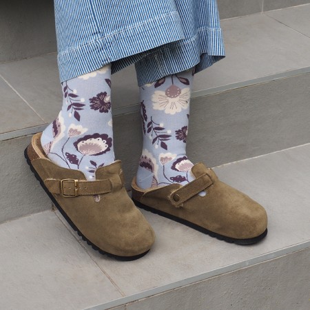 Jacquard socks with pearl grey Folk pattern