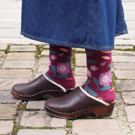 Jacquard socks with Bucolic Plum pattern