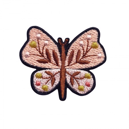 Embroidered iron-on patch with Powder Butterfly pattern