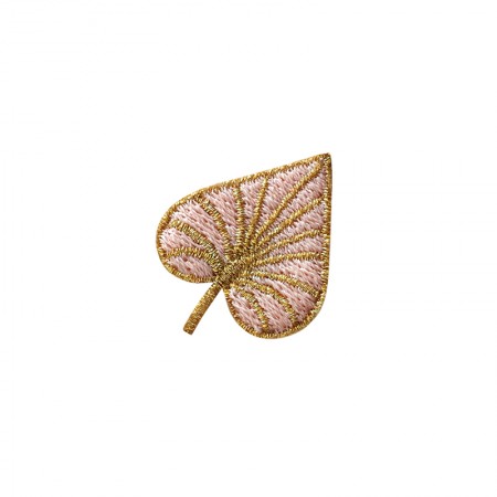 Embroidered iron-on patch with Pink Leaf pattern