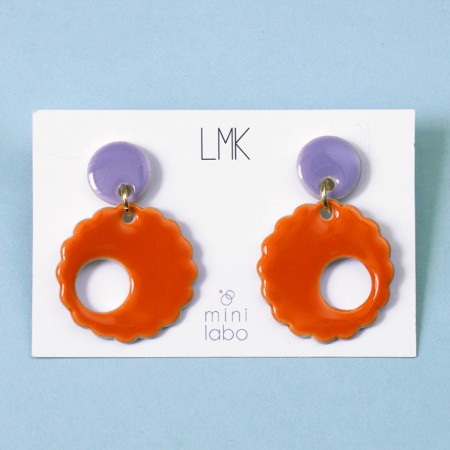 Pompon orange earrings