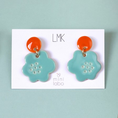 Lily polka dots earrings turquish blue