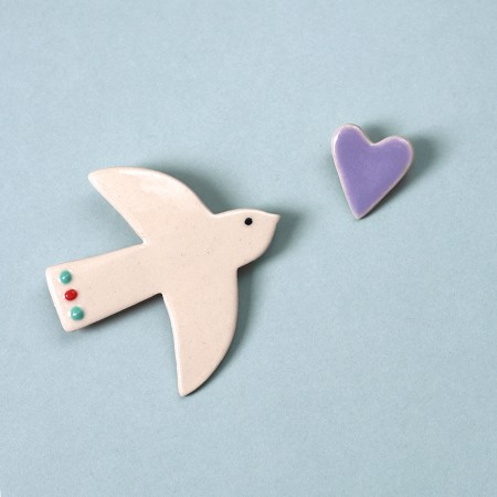 Bird in love duo brooches
