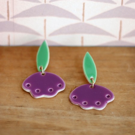 Boucles d'oreilles Lullaby feuille prune