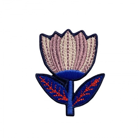 Embroidered iron-on patch with parma Tulip pattern