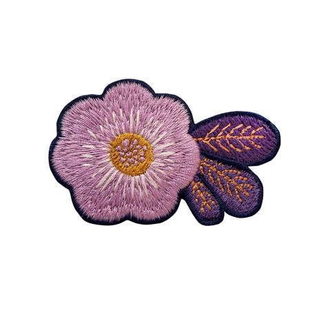 Embroidered iron-on patch with Winter Rose pattern